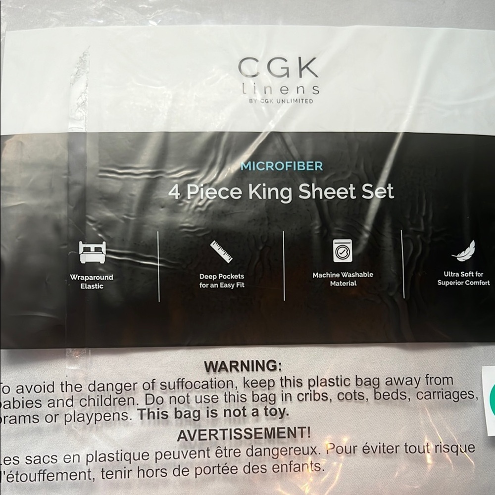 King Sheet Set Luxurious Bedding Grey - Picture 4 of 8